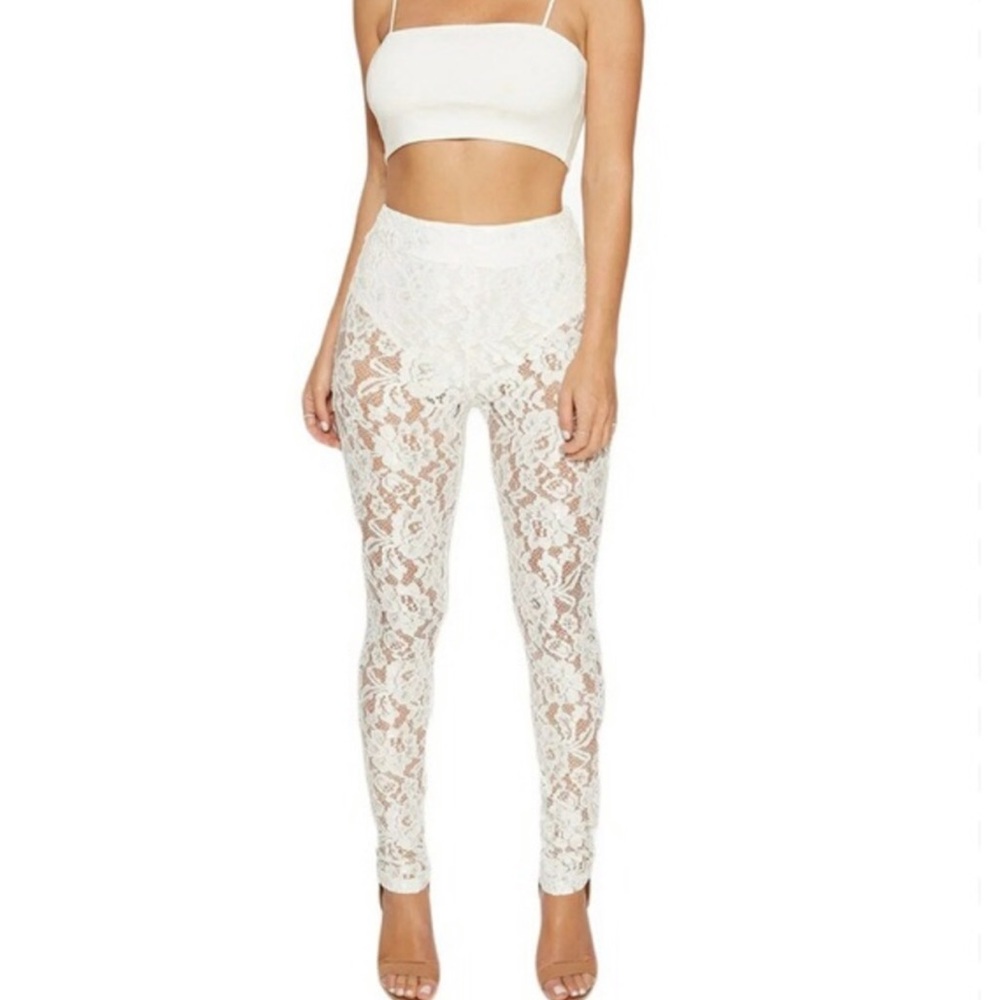 NAKED WARDROBE WHITE LACE PANTS
